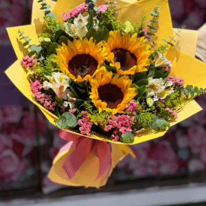Amarillas atado de 3 girasoles